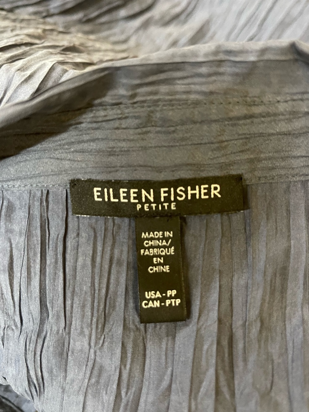 Eileen Fisher Blue Crinkle Silk Blouse PP 4P NWOT - Picture 8 of 10